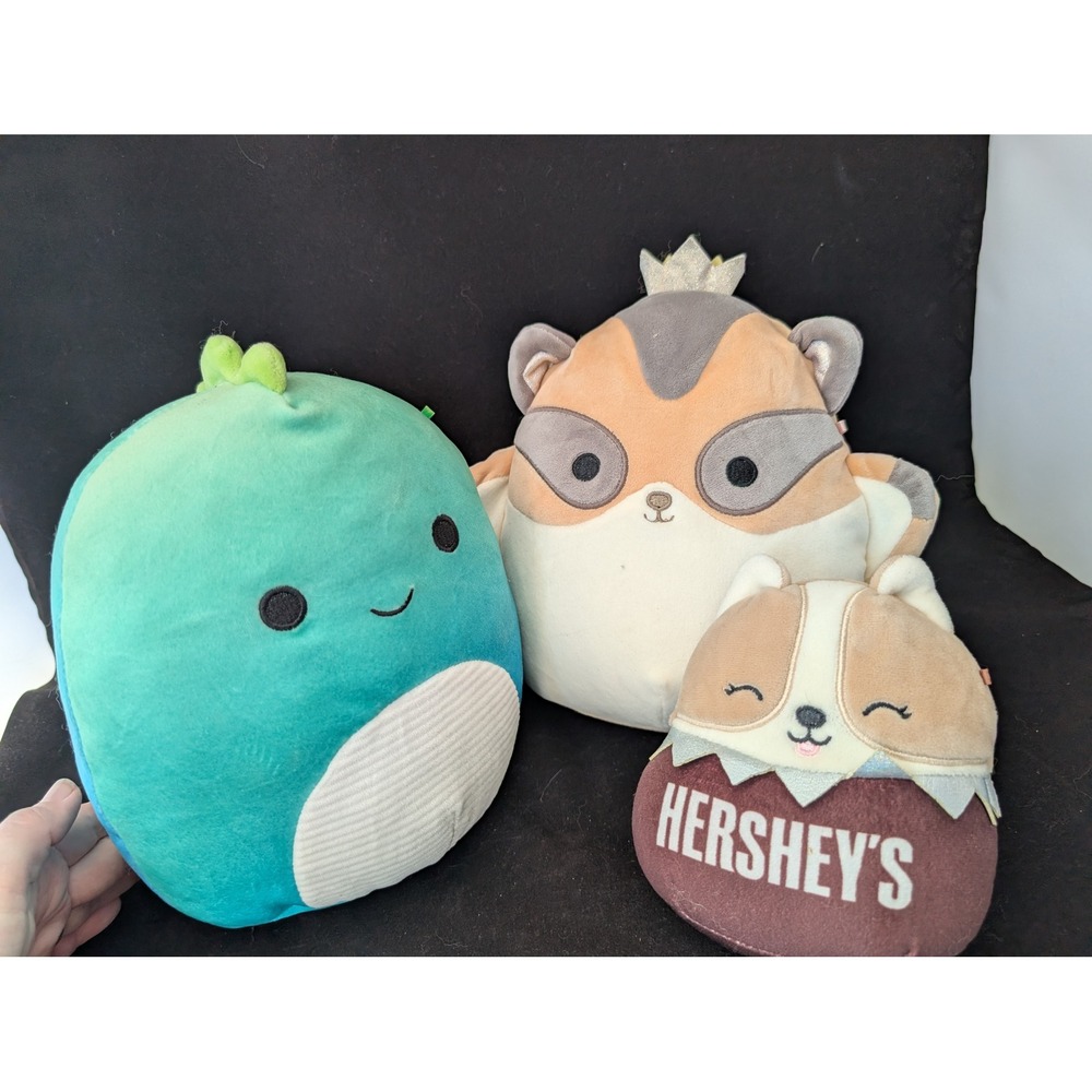 Squishmallows Plush Bundle Regina Hershey Corgi Dinosaur Sugar Glider 3pc Set